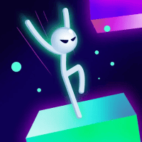 Stickman jumping on platforms in Neon Lap